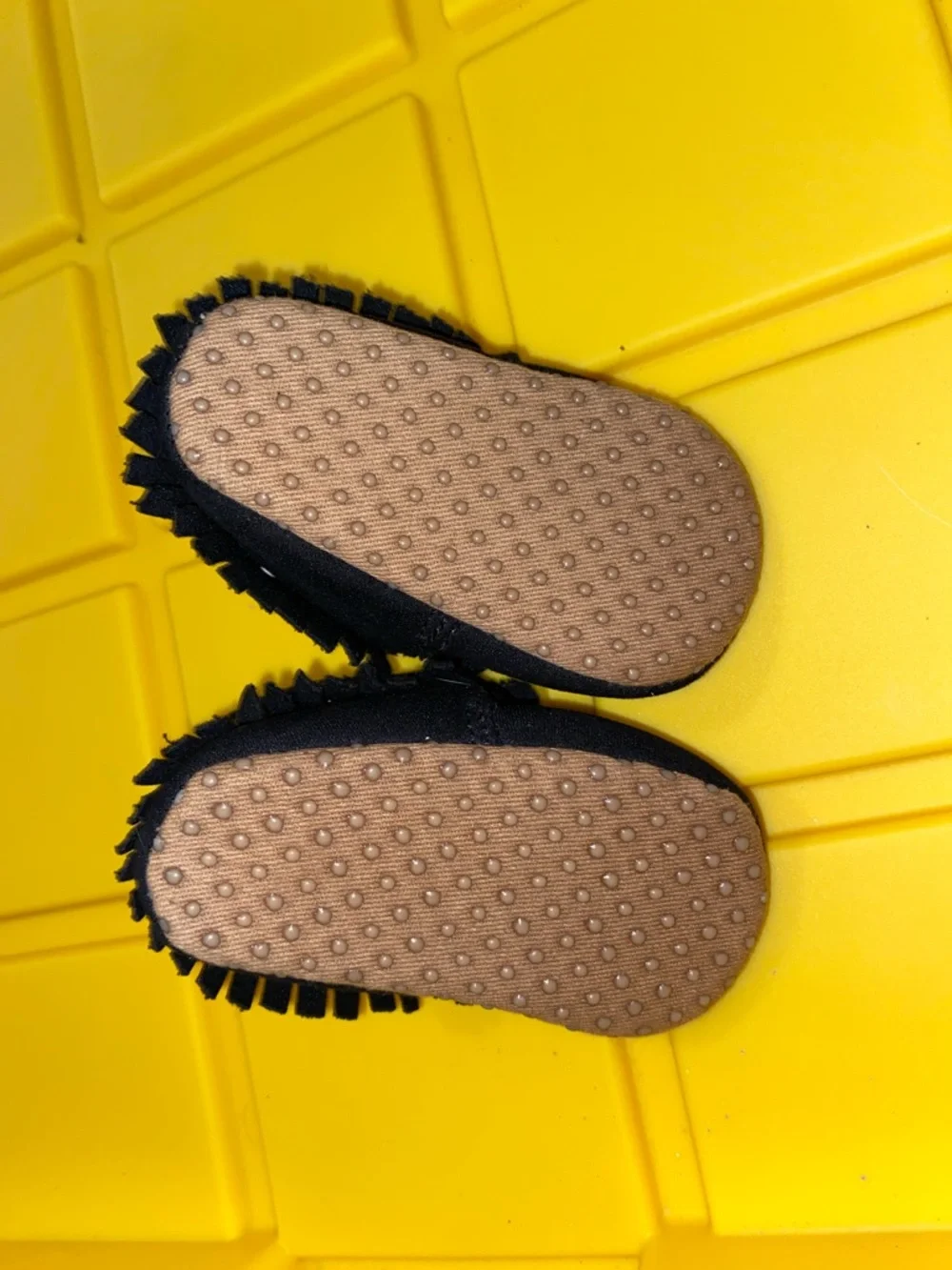 Old Navy Black Fringe Baby Moccasins - Slip-On Soft Shoes 0-3 months